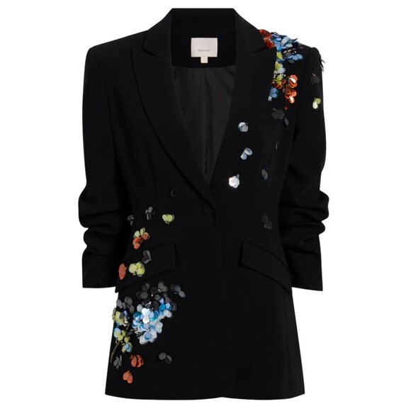 CINQ A SEPT Sequin Flower Scrunched Cheyenne Blazer Size S/M, 6 US - Picture 11 of 14